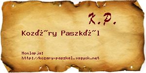 Kozáry Paszkál névjegykártya